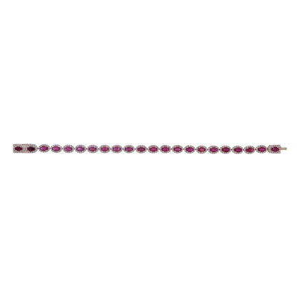 CB974045X3. 14K Solid Gold Diamond and Gemstone Oval Bracelet