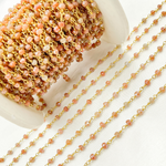 Load image into Gallery viewer, CQU30. Coated Peach Quartz Gold Plated Wire Chain