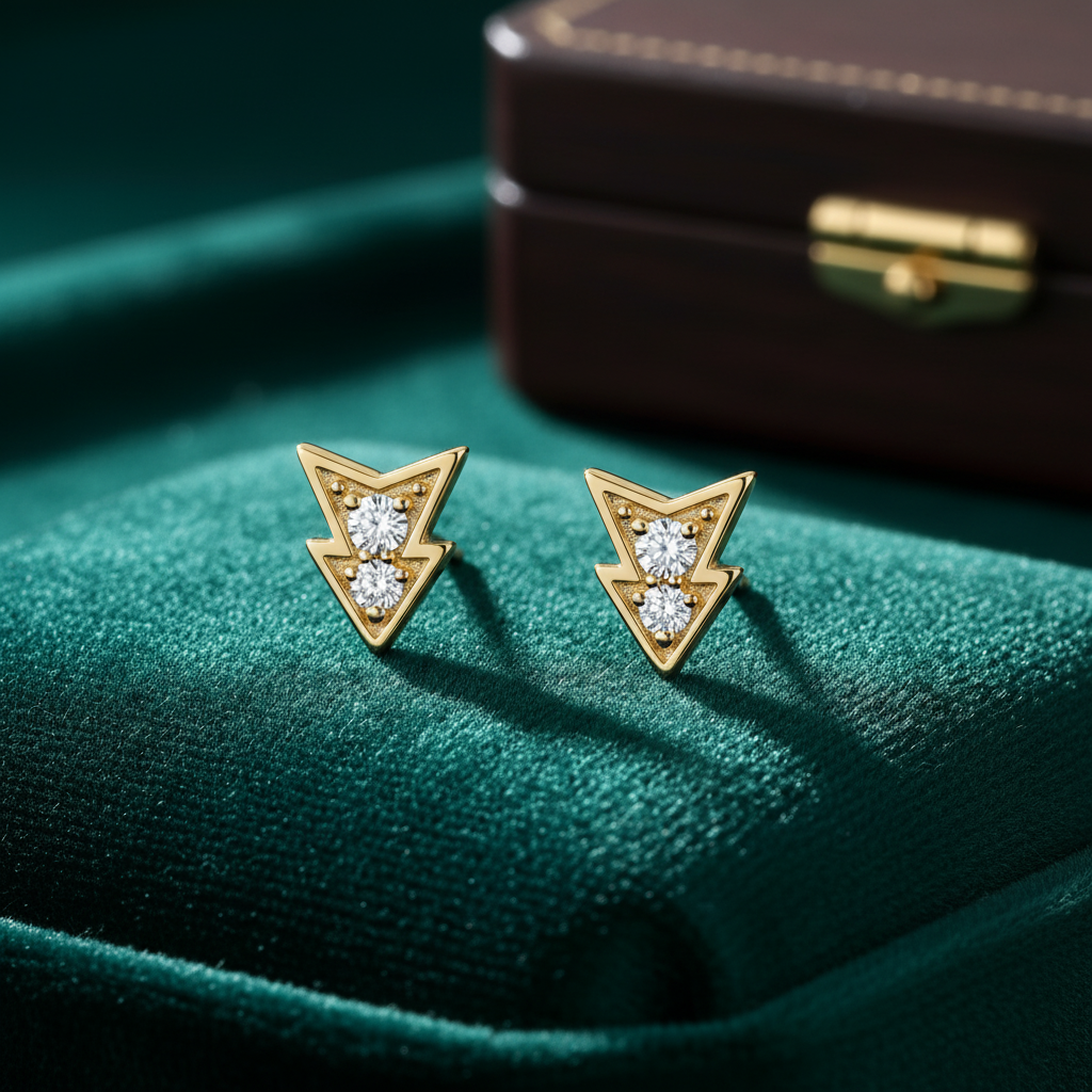 EFA54267. 14K Solid Gold Diamond Arrow Studs