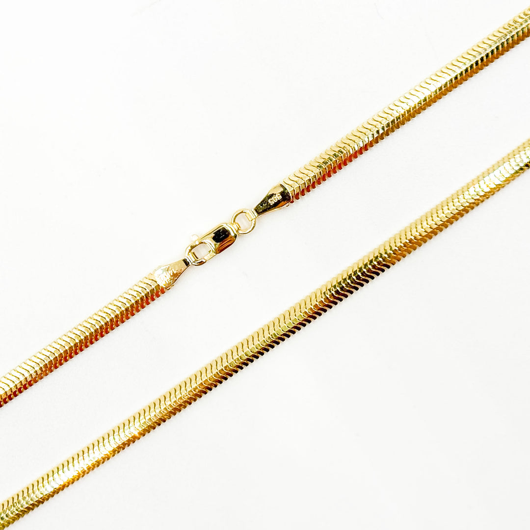 330CCTDBRA8. 14K Solid Gold Flat Snake Necklace