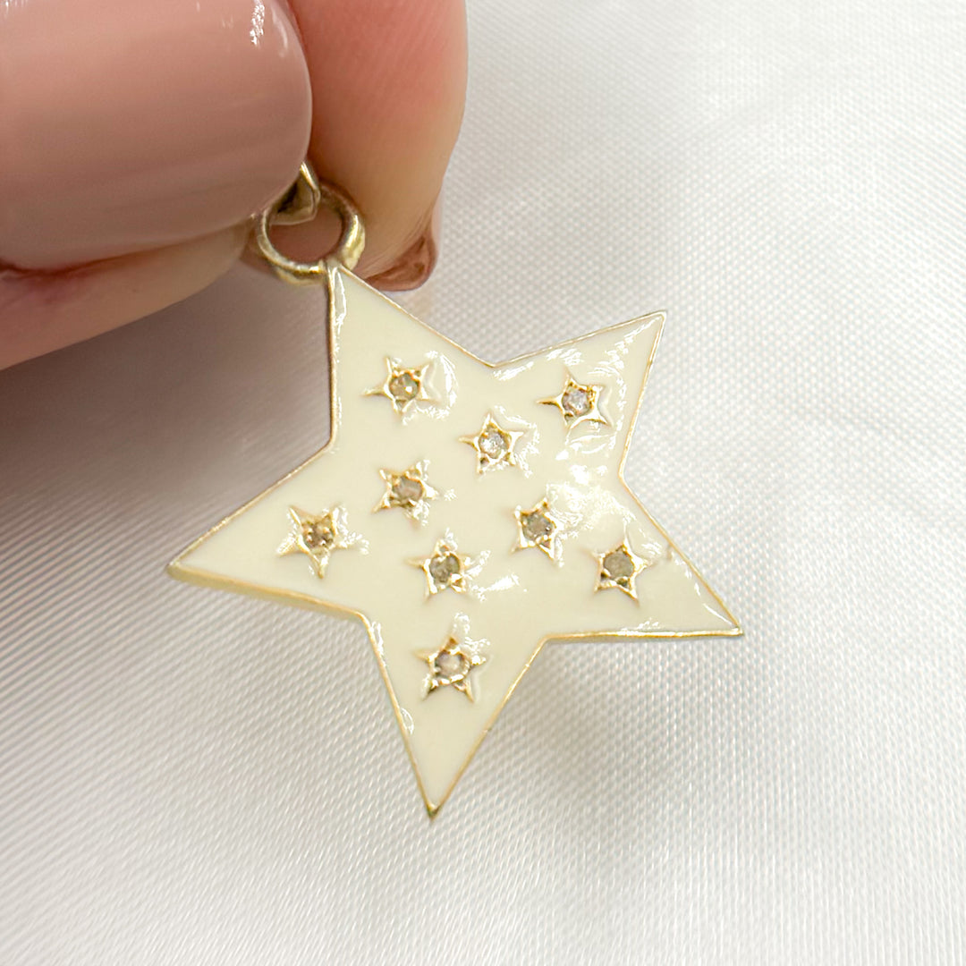 DP776A. Diamond Sterling Silver Star Enamel Pendant