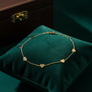 BRSET418. 14k Solid Yellow Gold Heart Link Bracelet