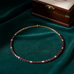 Load image into Gallery viewer, CN97276RU5X3. 14K Solid Gold Diamond and Ruby Tennis Necklace