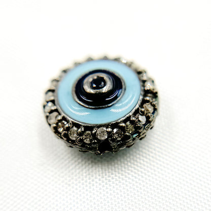 Silver Round Enamel Bead with Gemstone