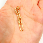 Load image into Gallery viewer, 14K Solid Gold and Diamonds Paper Clip Dangle Earrings. EFC51944
