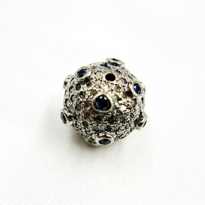 DC845. Diamond & Sterling Silver Round Bead