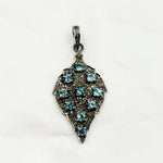 Load image into Gallery viewer, DSP038.  Diamond Sterling Silver Leaf Shape Pendant with Gemstones
