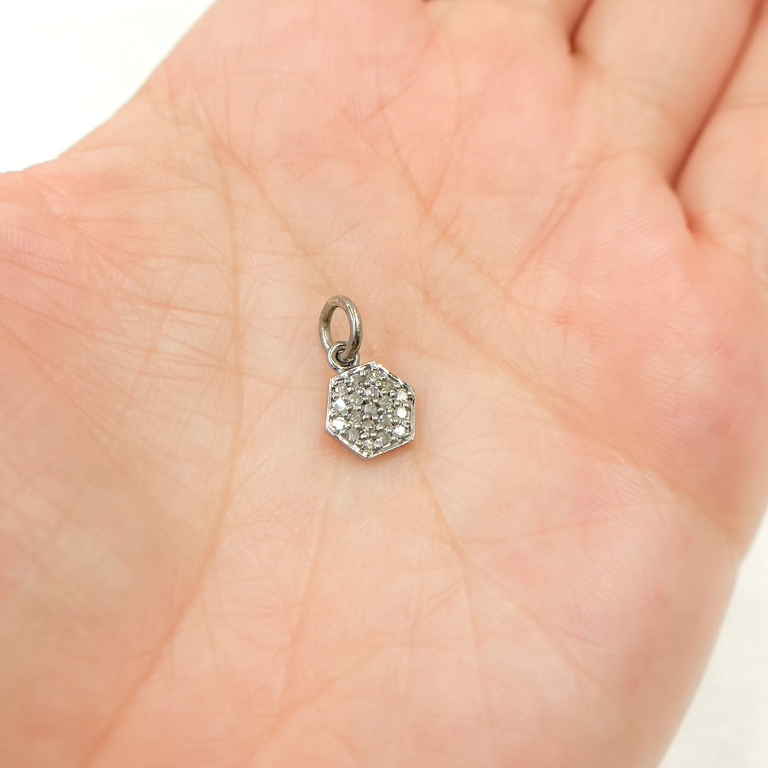 DC461. Diamond Silver Hexagon Charm