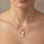 Load image into Gallery viewer, PFA33149. 14K Solid Gold Diamond Rectangle Necklace