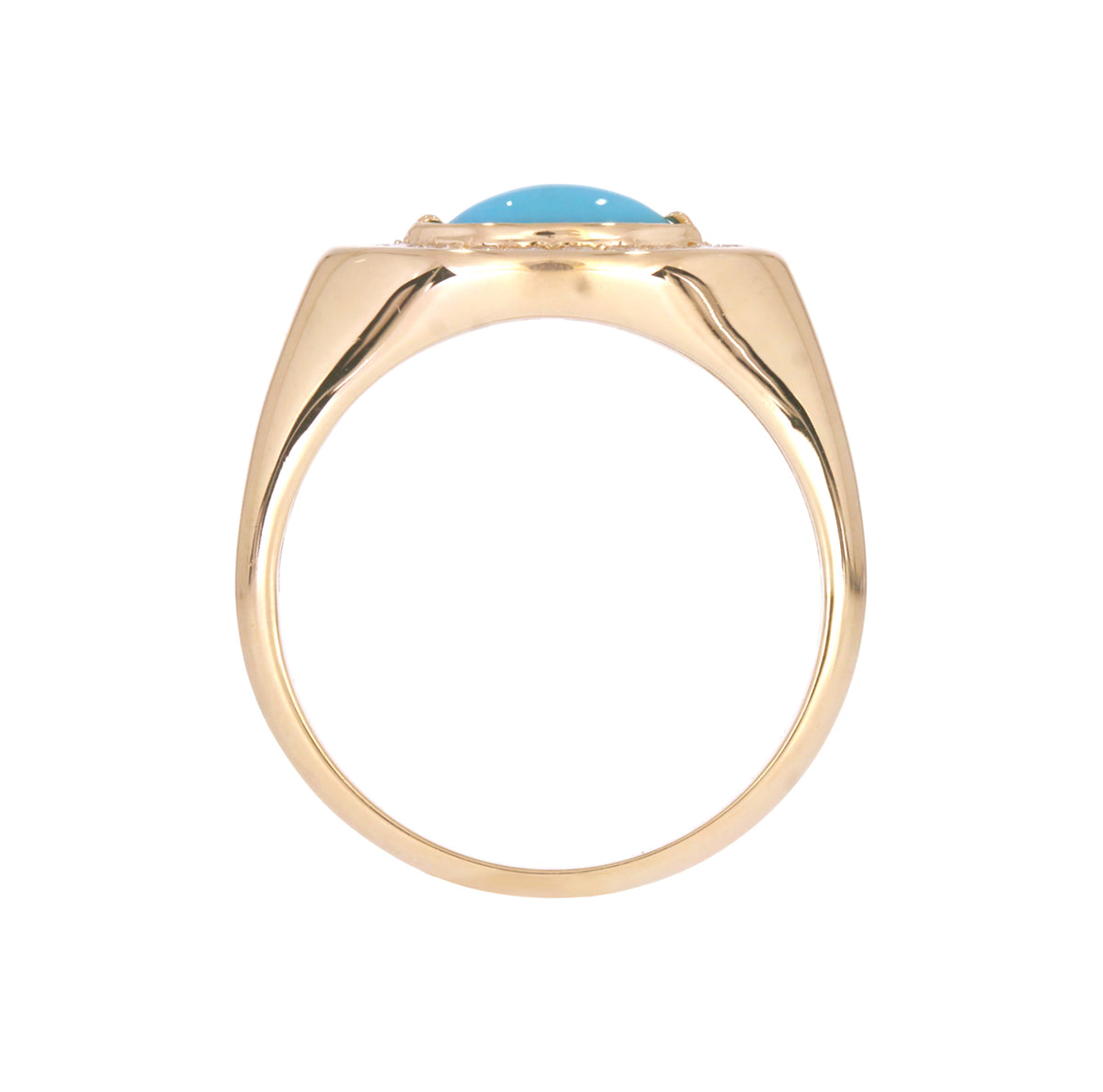 CR96516TQ8X4. 14K Solid Gold Diamond and Turquoise Oval Ring