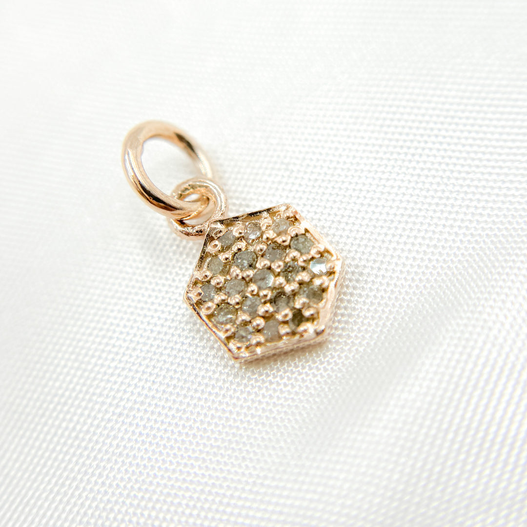 DC461. Diamond Silver Hexagon Charm