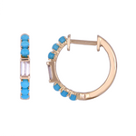 Load image into Gallery viewer, Buy Gold Diamonds and Turquoise Hoops
