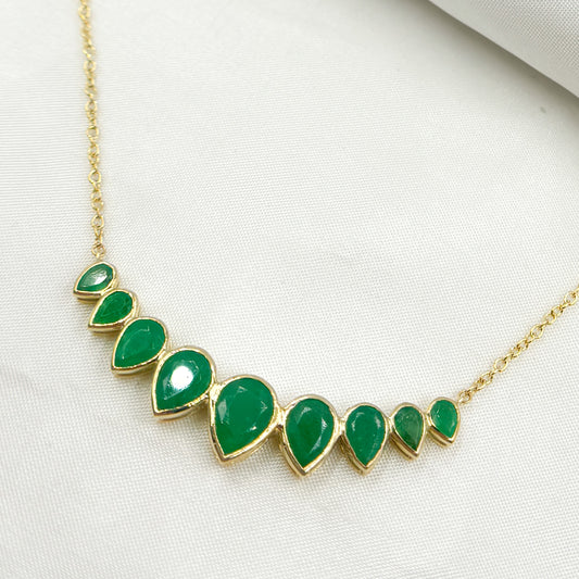 14K Solid Gold Diamond Drops Necklace