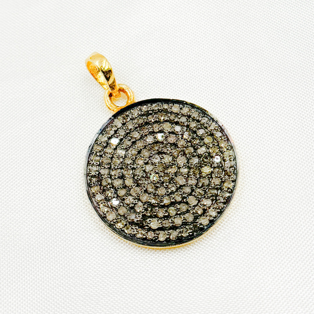 DP039. Diamond Sterling Silver Round Pendant