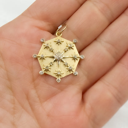 GDP662. 14k Solid Gold Diamond Circle Charm