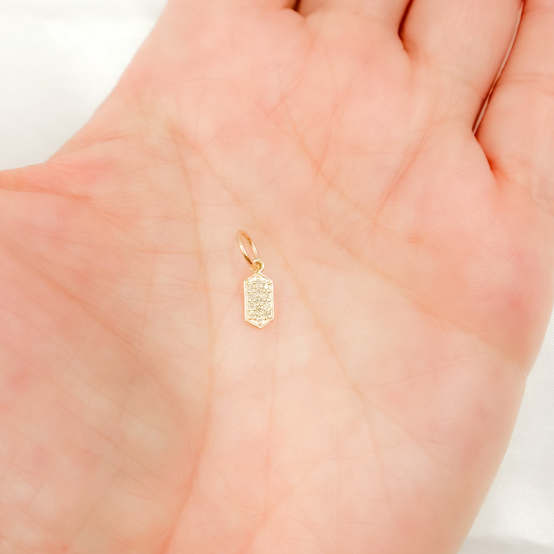 GDP428. 14K Solid Gold Diamond Hexagon Charm