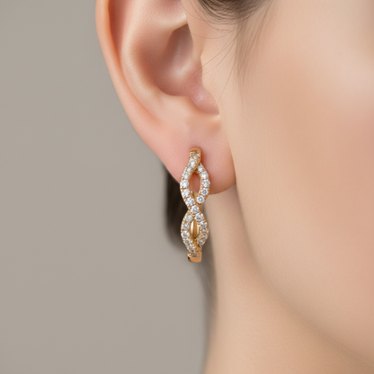 EHC57630. 14K Solid Gold Diamond Fancy Hoops