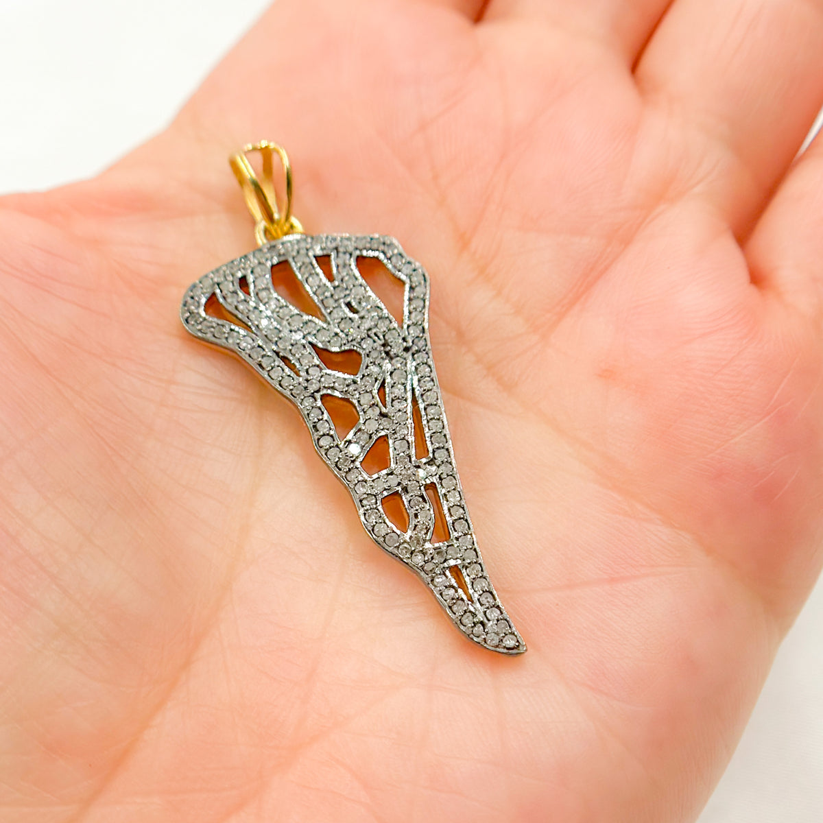 DP08. Diamond Sterling Silver Wing Pendant