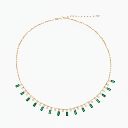 NFK71702. 14K Solid Gold Diamond and Gemstone Necklace