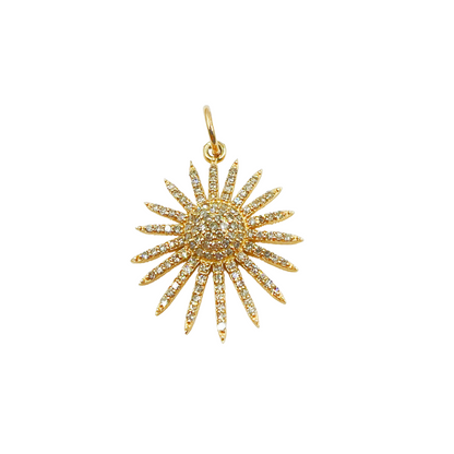 Buy Now 14K Solid Gold Diamond Sun Charm