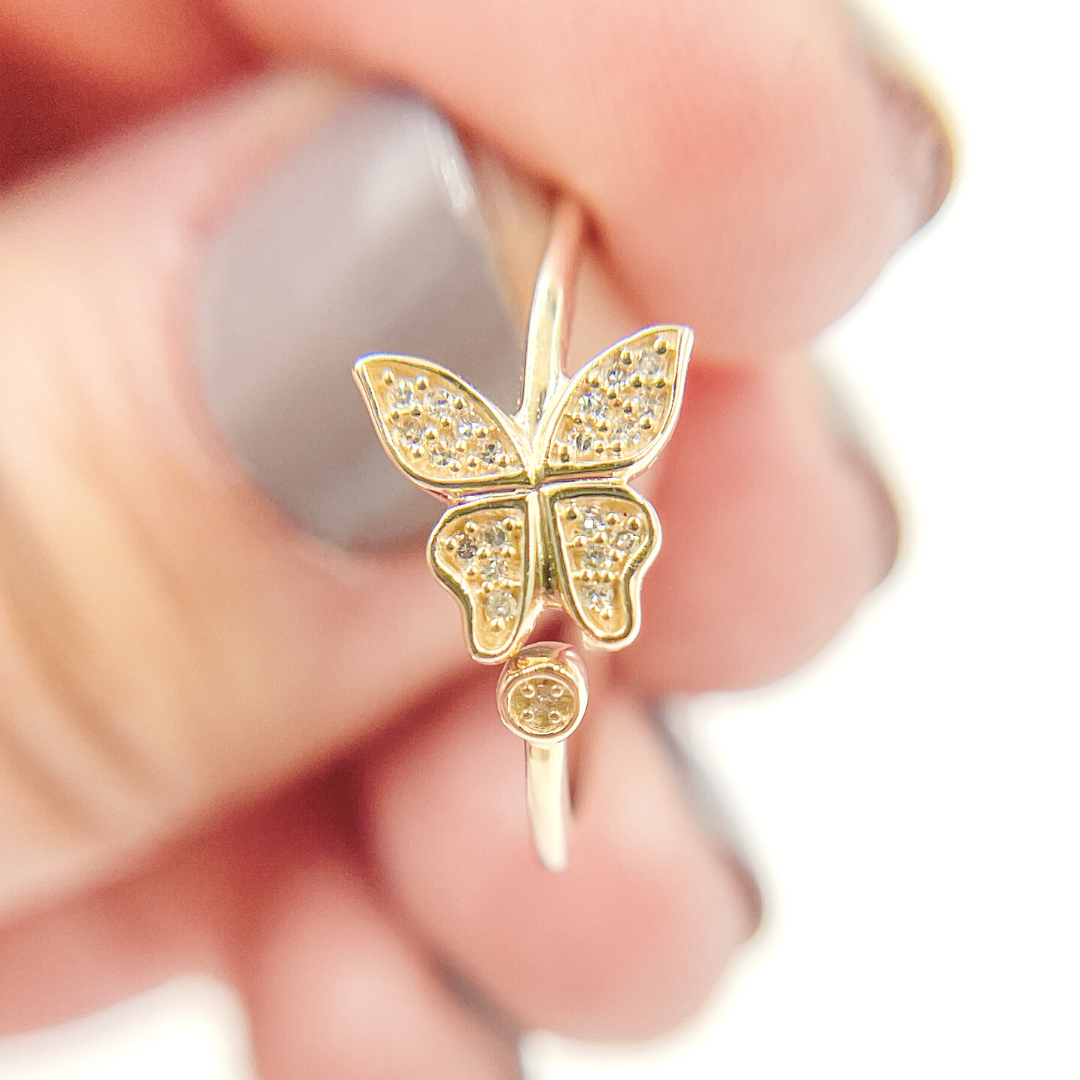 14K Solid Gold Butterfly Diamond Ring. RFA15114