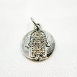 Load image into Gallery viewer, DC525. Diamond &amp; Sterling Silver Round Hamsa Charm
