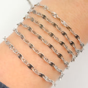 Oxidized Sterling Silver Diamond Cut Link Chain