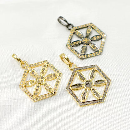 Buy Silver Hexagon Flower Pendant