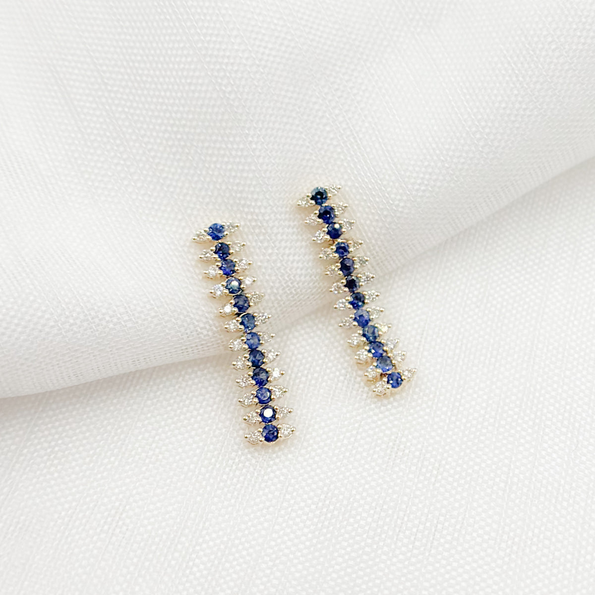Solid Gold Diamonds & Gemstones Dangle Earrings