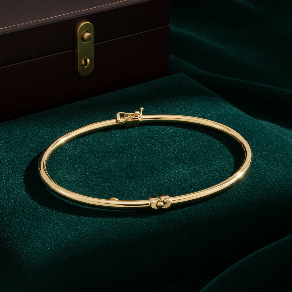 Bangle27. 14K Gold Smooth Hollow Bangle Bracelet