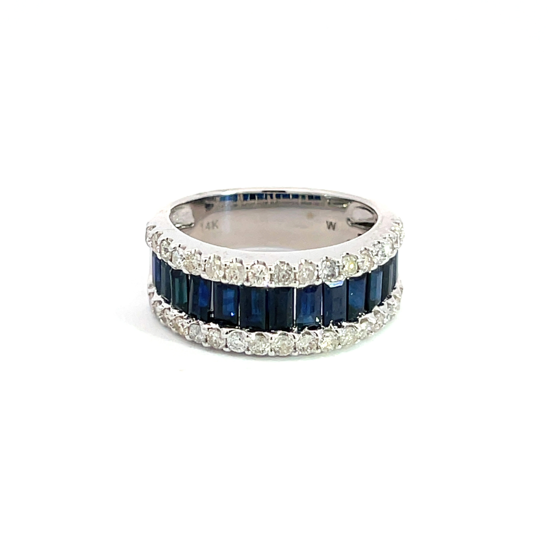 14k Solid Gold Blue Sapphire and Diamond Eternity Band Ring. RFO17259BS