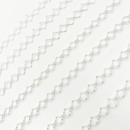 V296SS. Sterling Silver Clover and Oval Link Chain