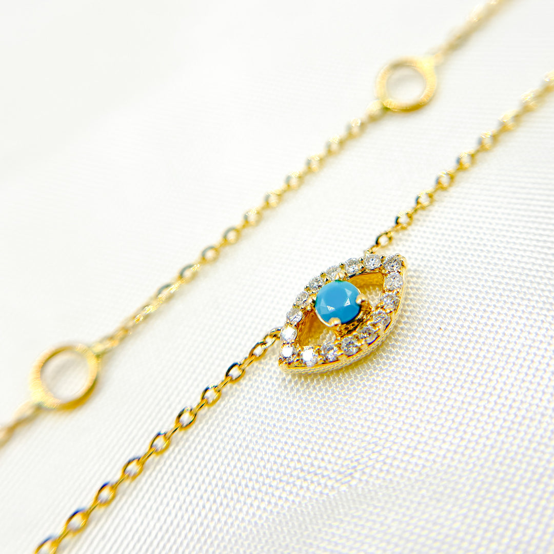 14k Solid Gold Diamond and Gemstone Eye Necklace. BR402460TQ