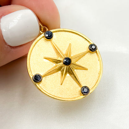 Shop Now  Sterling Silver Round Star Pendant with Gemstones