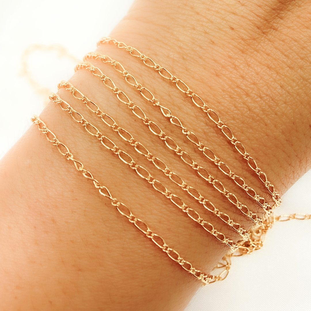 14k Solid Gold Filled Figaro Chain.