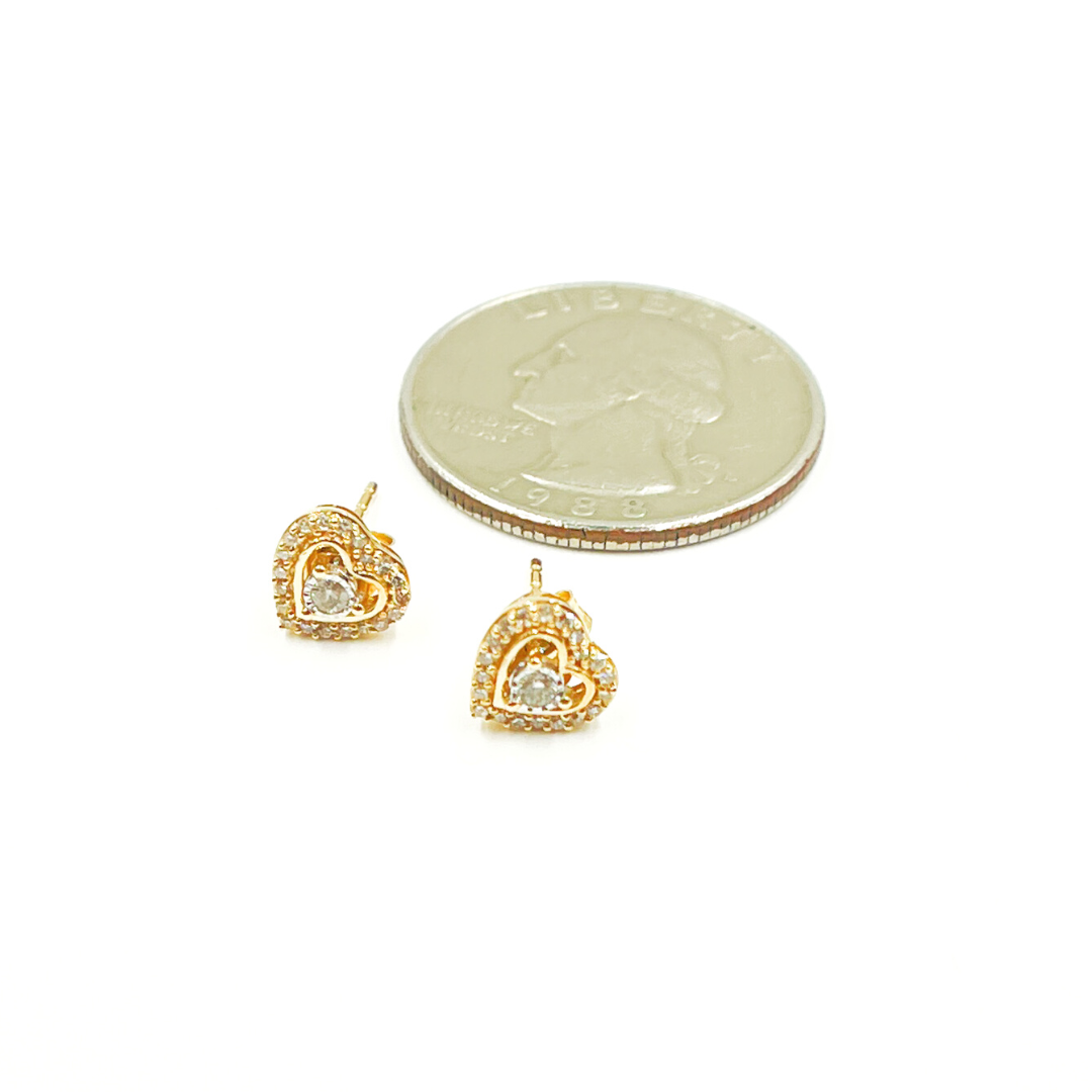 14K Gold and Diamonds Heart Earrings. EFC51817