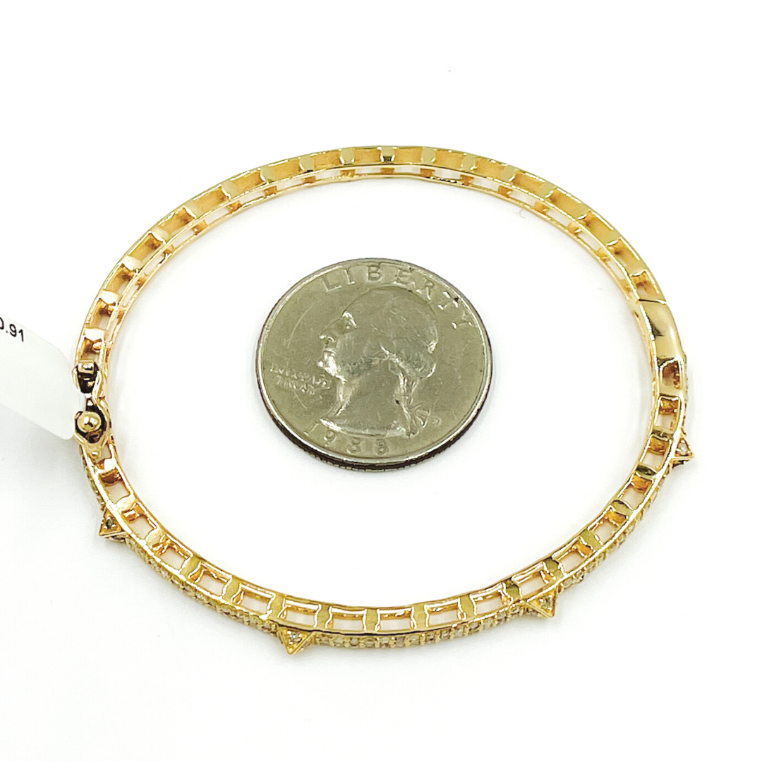 14K Solid Gold Bangle with Diamonds. KG97