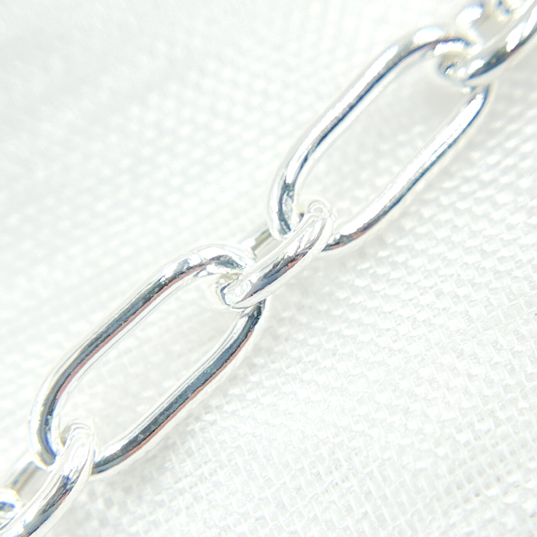 925 Sterling Silver Hollow Smooth Paperclip Long & Short Link Chain. V201SS