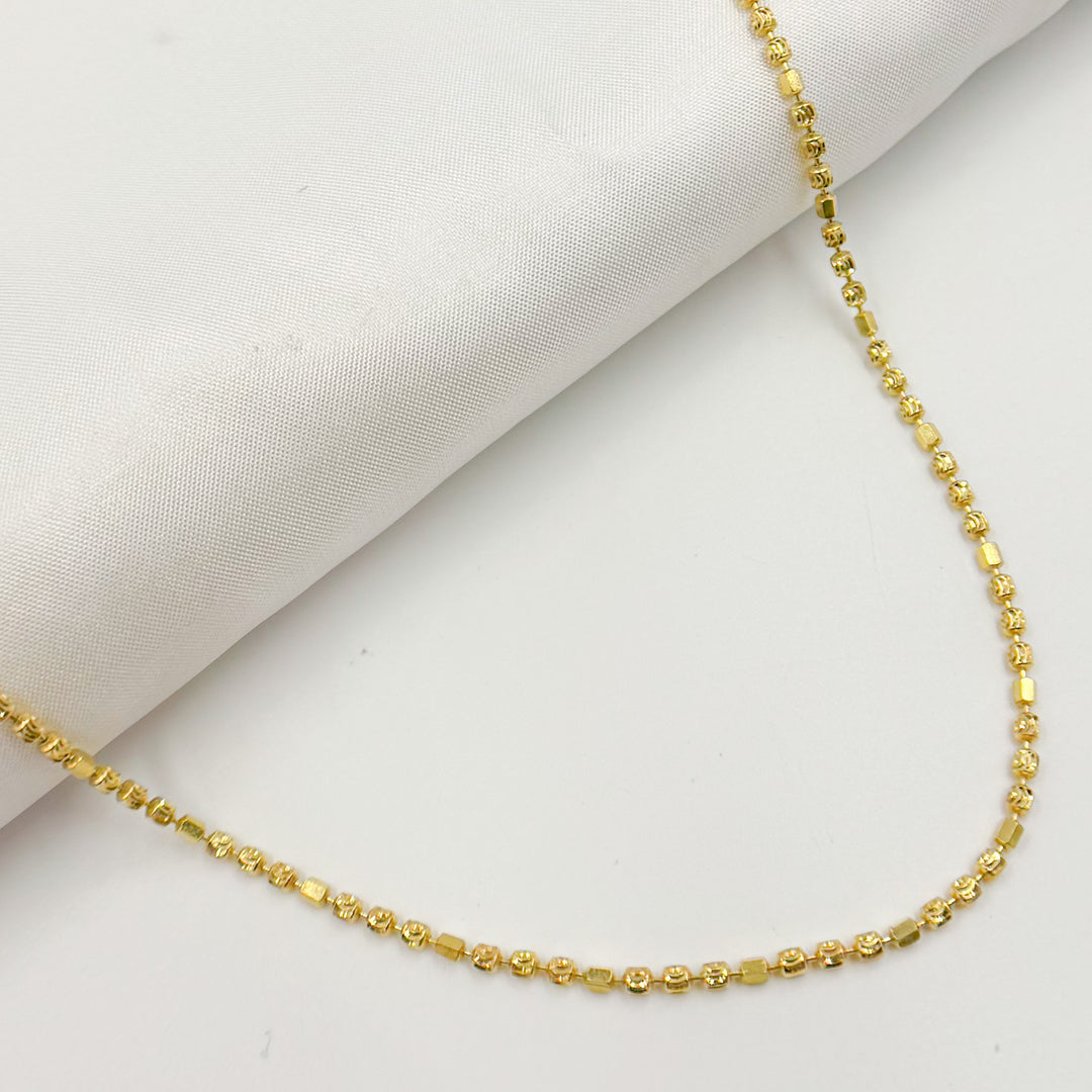 DCB200311LY. Gold Plated Sterling Silver Tube and Ball Necklace