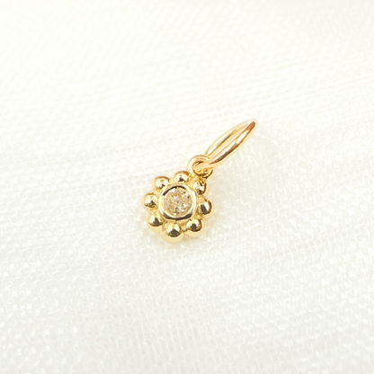14K Gold Diamond Flower Charm
