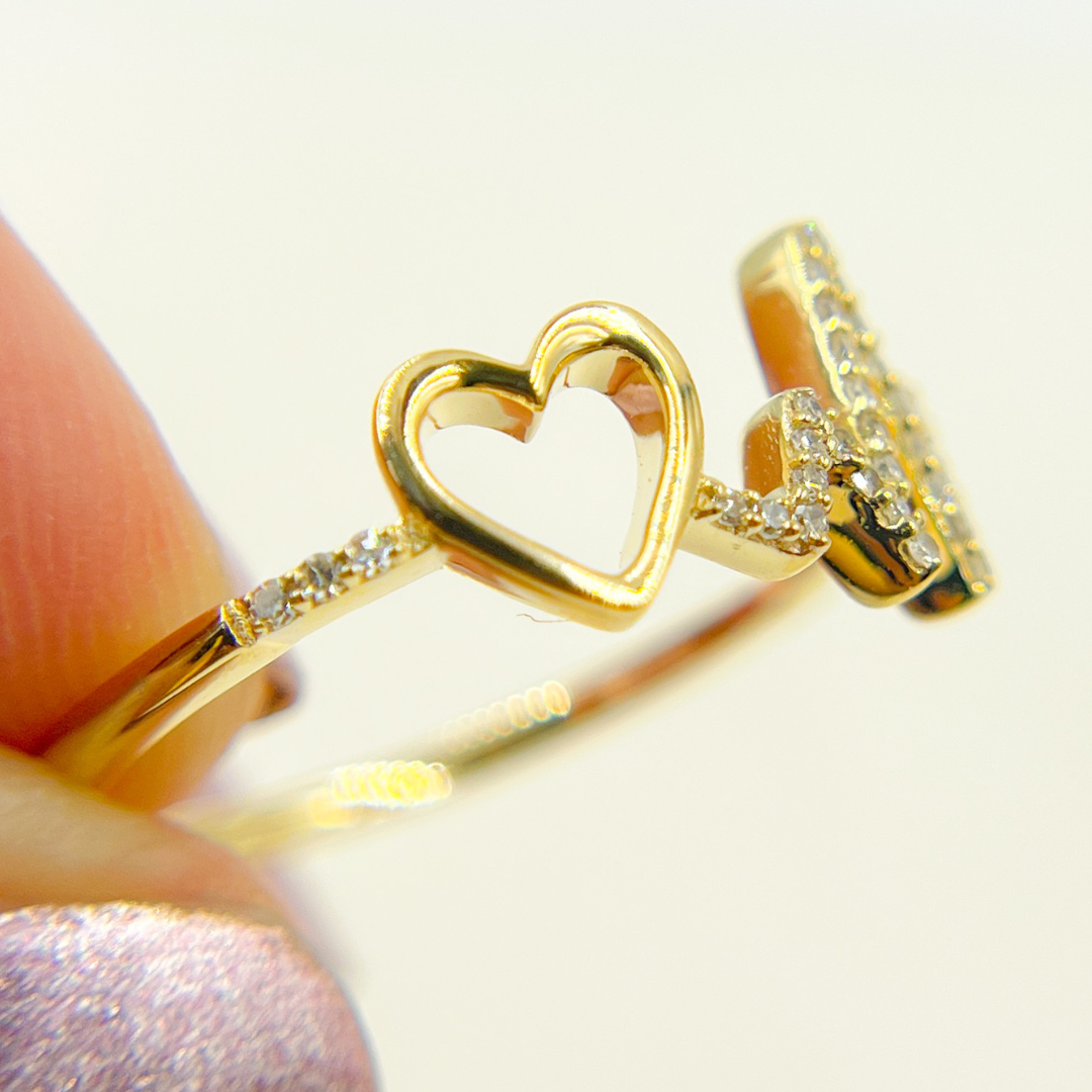 14K Solid Gold Heart Beat Diamond Ring. RFB17312