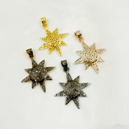 DP367. Diamond Sterling Silver Sun Pendant