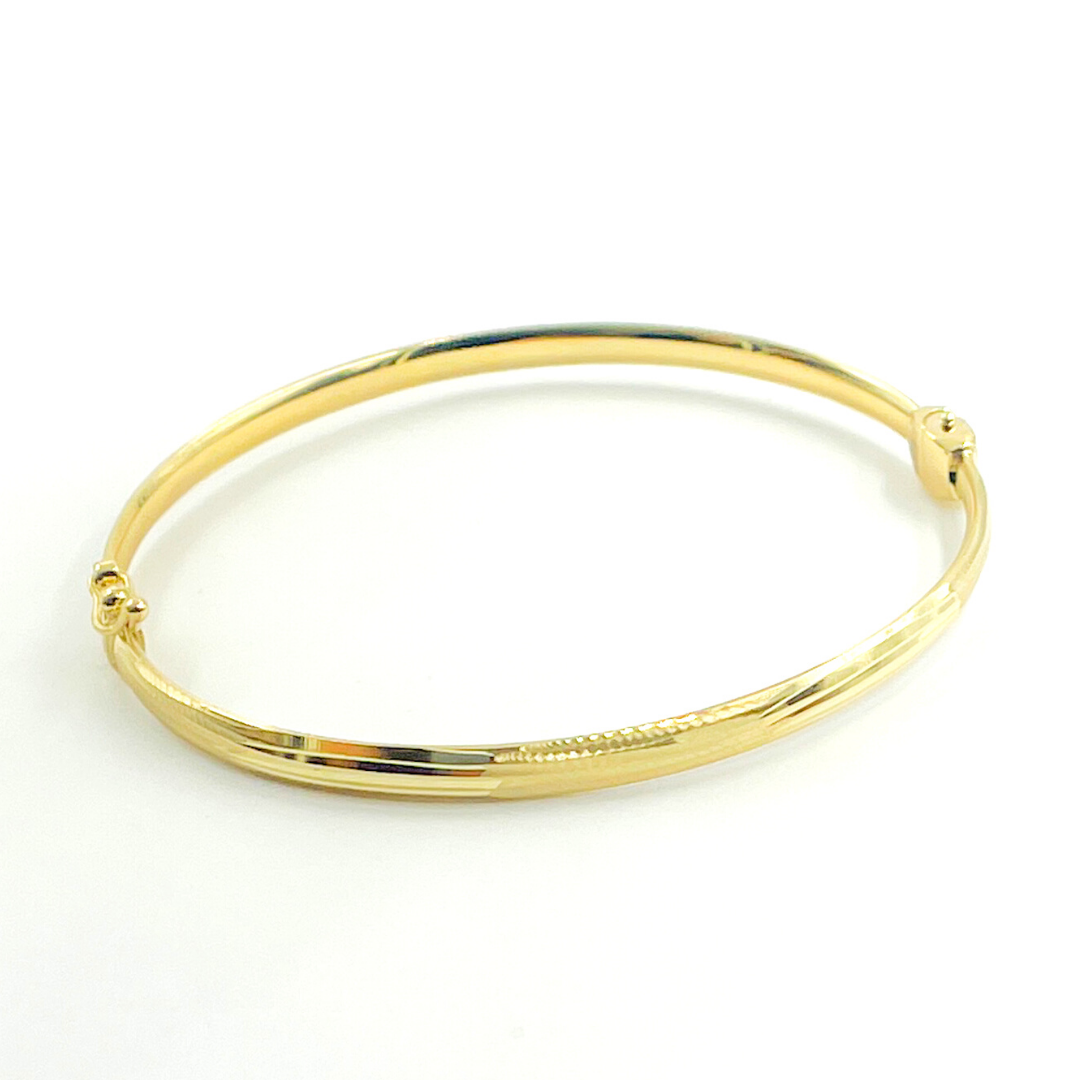 14K Solid Gold Matte Textured Bangle. Bangle16