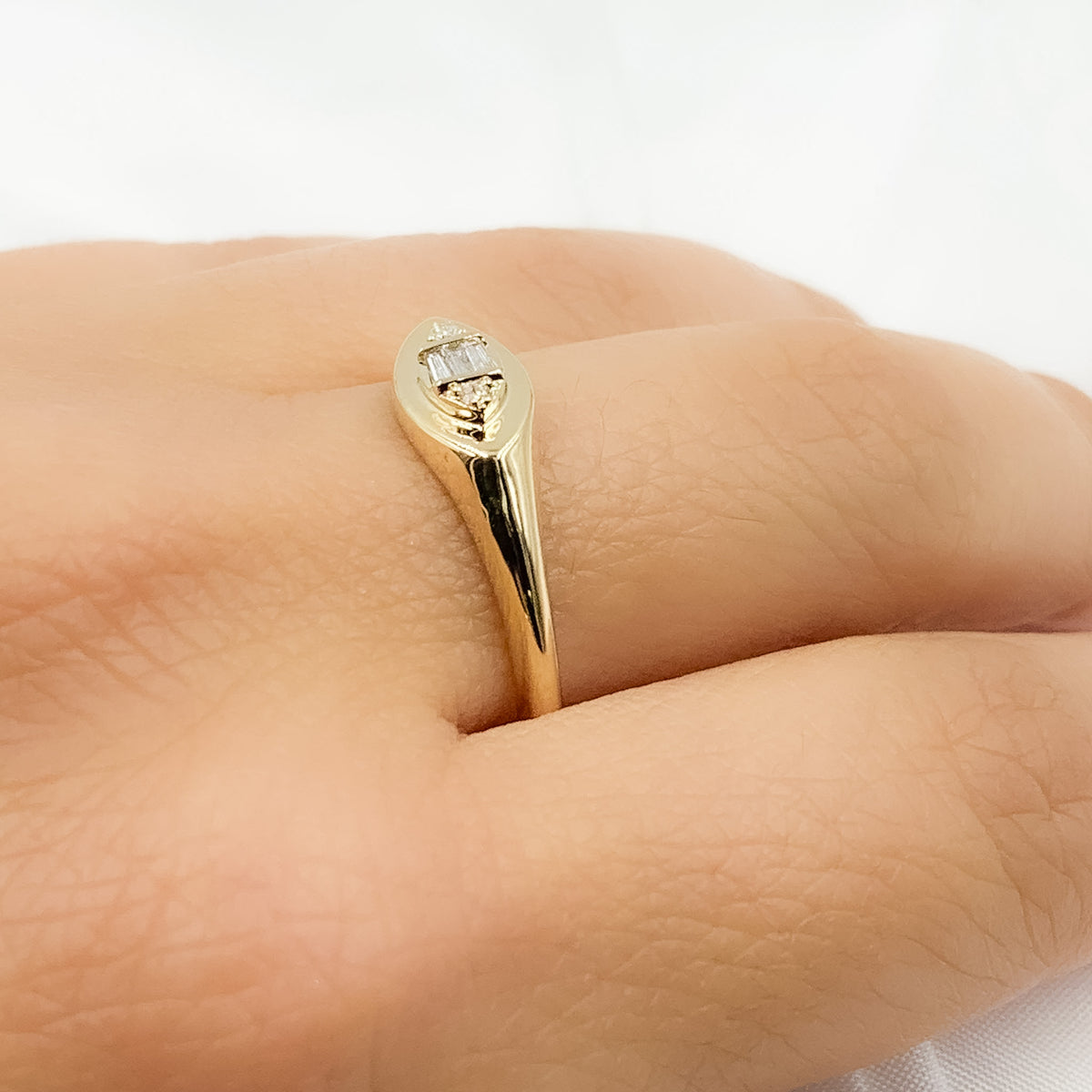 14K Solid Gold & Diamond Ring.