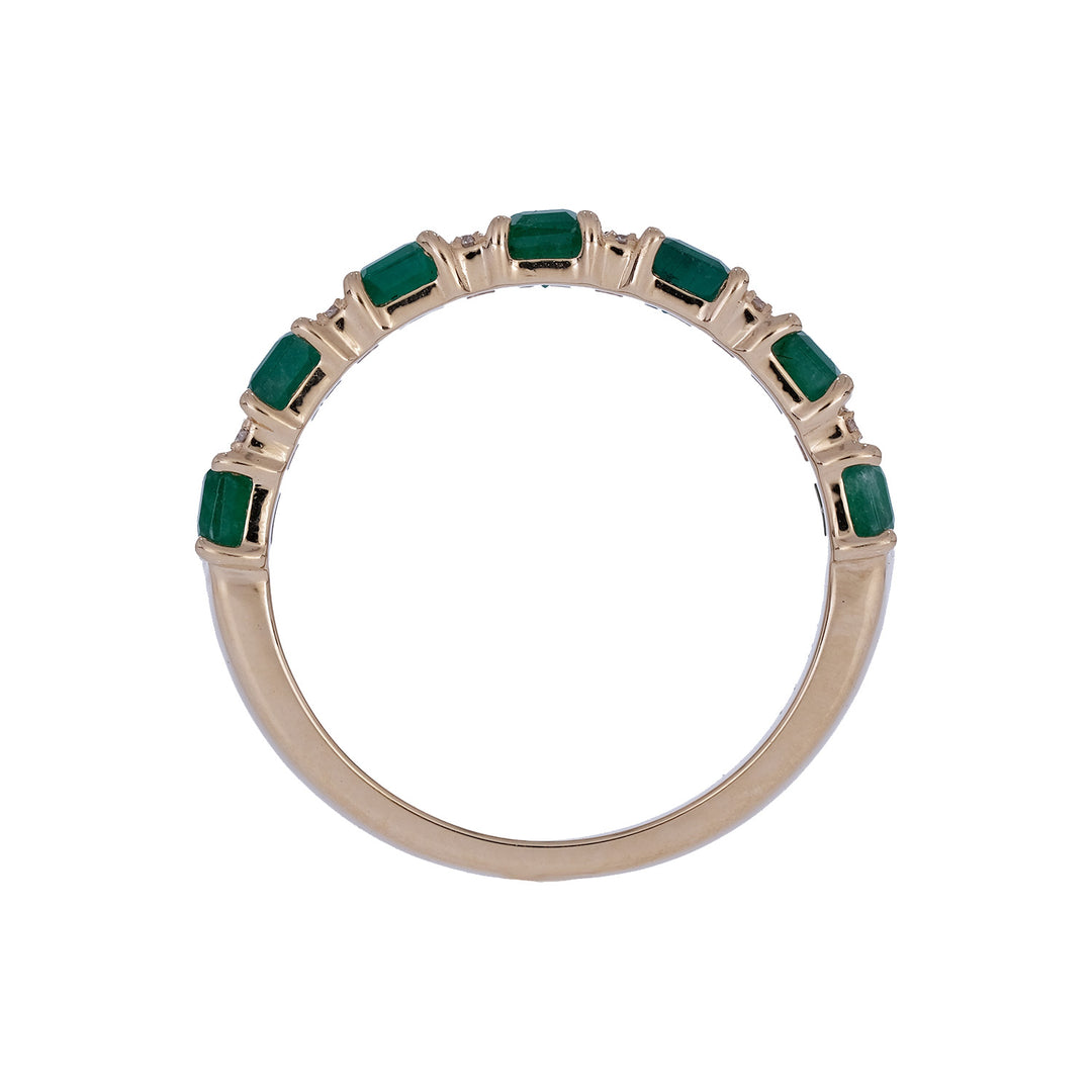CR97262EM5X3. 18K Solid Gold Diamond & Emerald Ring