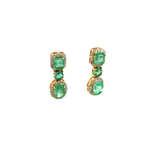 Load image into Gallery viewer, 14k Solid Gold Diamond and Emerald Dangle Stud Earrings. GDT502EM
