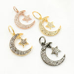 Load image into Gallery viewer, DC417. Diamond Sterling Silver Moon and Dangle Star Pendant
