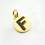 Load image into Gallery viewer, DC066. Diamond Sterling Silver Letter &quot;F&quot; Round Charm
