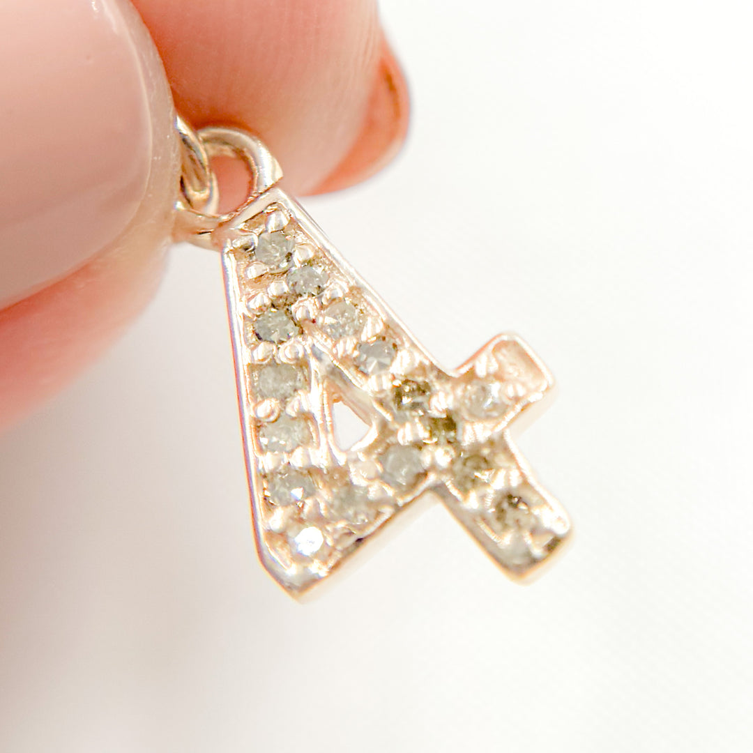 DC189. Diamond Sterling Silver Number "4" Charm