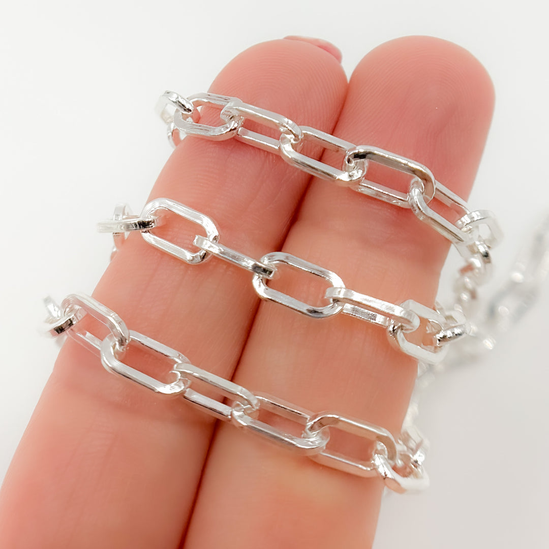 V137SS. Sterling Silver Flat Paperclip Chain